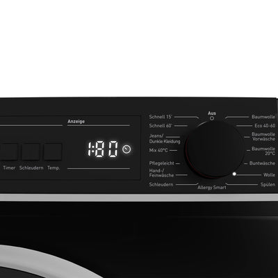 Sharp ES-BRO814BA-DE Waschmaschine Frontlader / A / 8 kg / 1400 U/min / Adanced Inverter Motor / 15 Programme inkl. 15 min Kurzprogramm und Dampffunktion / AquaStop / Schwarz