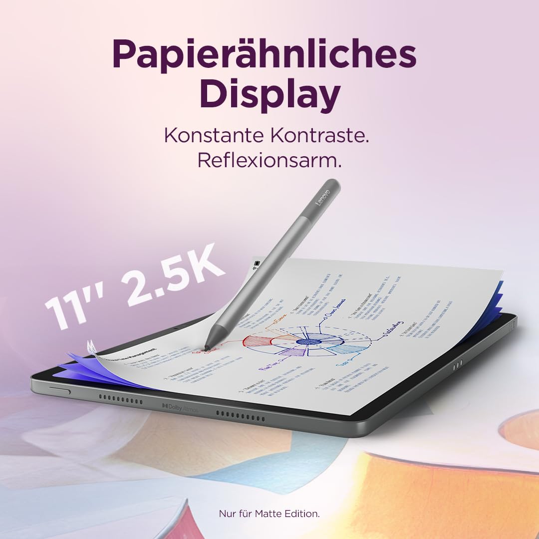 Lenovo Idea Tab Tablet | 11" 2.5K 16:10 LCD Display | MediaTek Dimensity 6300 | 8GB RAM | 128GB Speicher | Android 15 | Luna Grey | inkl Tab Pen