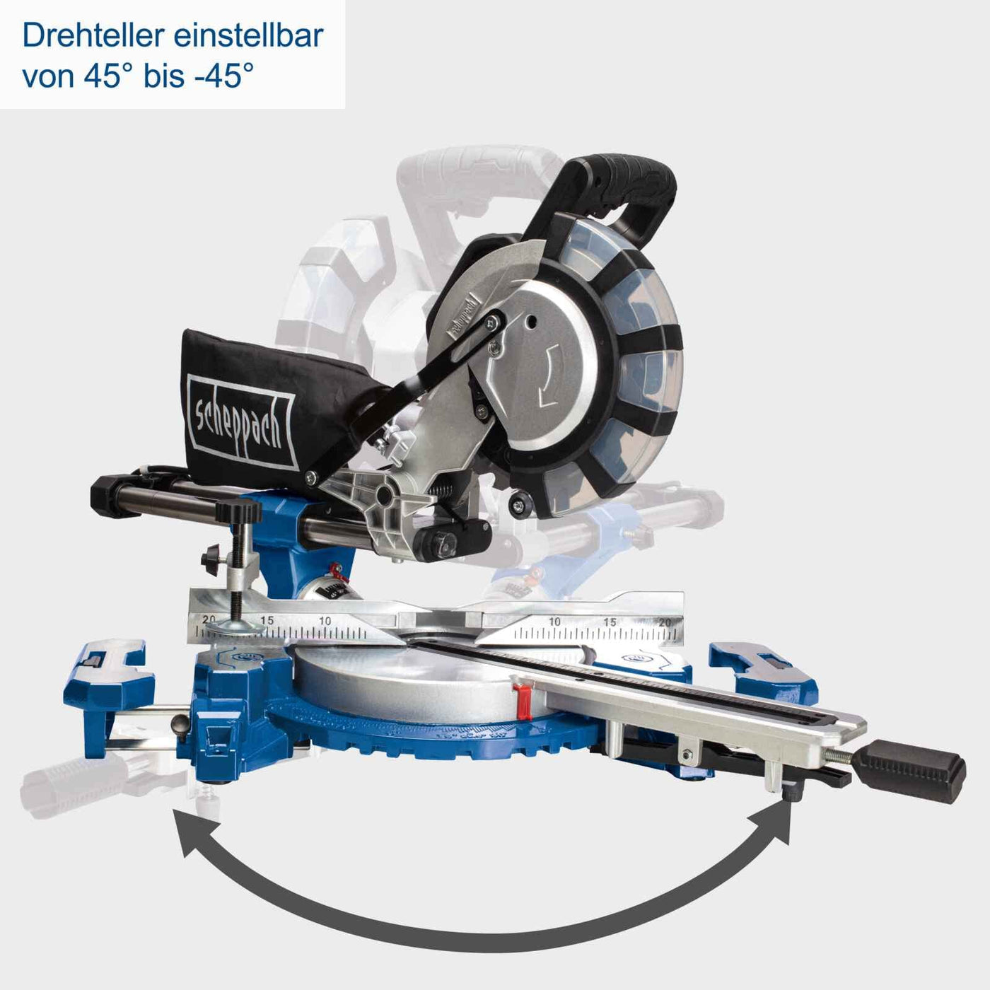 Scheppach HM216SPX Kapp-Zug-Gehrungssäge Kappsäge 2000 W, inkl. 2. Ø 210 mm Sägeblatt | 65 mm Schnitthöhe | 34 cm Schnittbreite| mit Laser, Aluauflagen, Drehtisch mit Schnellarretierung