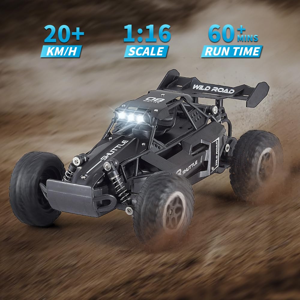 Great-JUNAMT Ferngesteuertes Auto RC-Autos 1:16 Geländewagen Monstertruck LED-Scheinwerfer Outdoor 2WD Offroad Hobby RC 2,4 GHz Auto Spielzeuggeschenk für Kinder Jungen 3 4 5-12