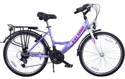 Talson 24 Zoll Fahrrad 21-Gang Shimano SCHALTUNG MIT Beleuchtung Lila-Weiss