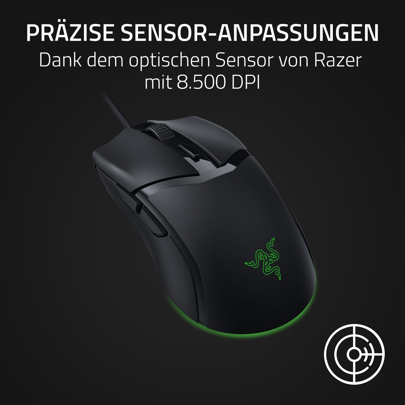 Razer Cobra - Leichte kabelgebundene Gaming-Maus mit Chroma RGB (Federleichte 57 g, Optische Maus-Switches der 3. Gen, Chroma-Beleuchtung mit Unterbodenbeleuchtung, Präzise Sensor-Anpassungen) Schwarz