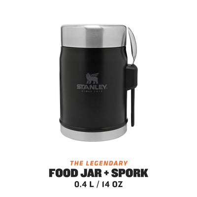 Stanley Classic Legendary Thermobehälter für Essen mit Göffel 400 ml - Hält 7 Stunden Heiß oder Kalt - Edelstahl Warmhaltebehälter Essen - BPA-Frei - Spülmaschinenfest - Matte Black