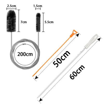 3 Stück Abflussbürste Lang 200cm Rohrreinigungsspirale Schlauchbürste Rohrbürste Rohrreinigungsbürste Abflussreiniger Spirale Bürste Flexible Abfluss Bürste für Rohre Schmales Abflussloch Schwarz