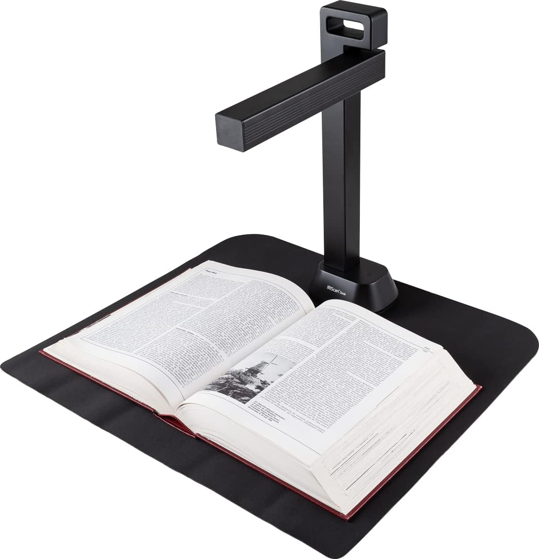 IRIScan Desk Pro. Buchscanner LED, OCR Dokumentenscanner 21MP Kamera Visualizer -v6PRO: PDF-Editor, tragbarer Scanner, Buchscanner, AI-Flachlegung-Auto-Scan-Finger-Verstecken, a3 Scanner WinMac