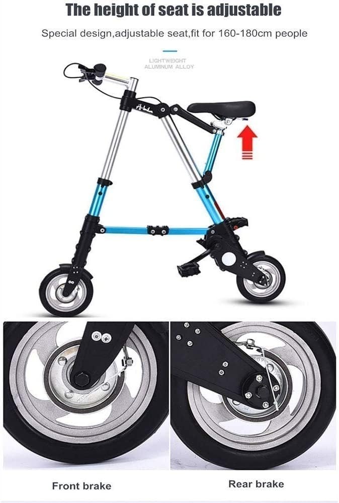 Kcolic Mini Citybike Mit Schnellklappsystem, 8 Zoll Aluminiumräder, Ultraleichtes Tragbares Mini Bike Für Erwachsene E,8in