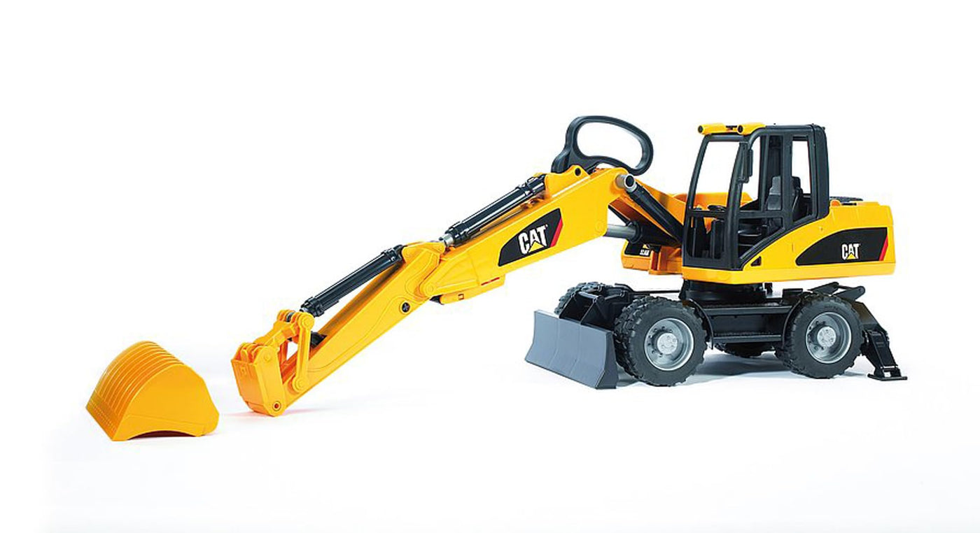 bruder 02445 - Cat Mobilbagger - 1:16 Baustelle Baufahrzeug Löffelbagger Arbeiter bworld Baumaschine Spielzeug