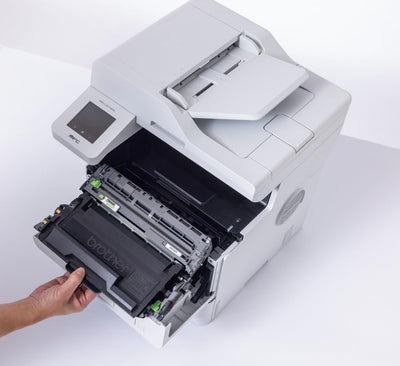 Brother MFC-L5710DN 4-in-1 Mulifunktionsdrucker schwarz weiß (A4, 48 Seiten/Min., 1.200x1.200 DPI, LAN, Duplex-ADF, 250 Blatt Papierkassette) weiß/grau