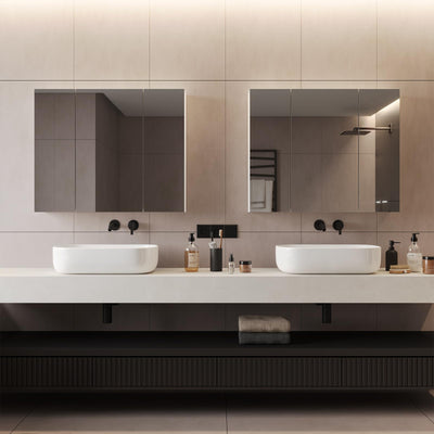 DICTAC Spiegelschrank Bad 70x60x16cm Badschrank mit Spiegel und Verstellbarem Regal Aufbewahrungs Bad Schrank 3 Türen Wandschrank mit Spiegel Medizinschrank Hängeschrank für Badezimmer,Weiß