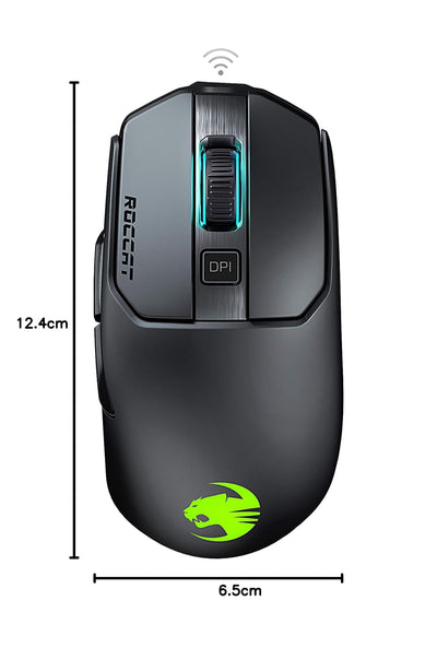 Roccat Kain 200 AIMO RGB Gaming Maus (16.000 Dpi Owl-Eye Sensor, Kabellos, Titan Click Technologie), schwarz