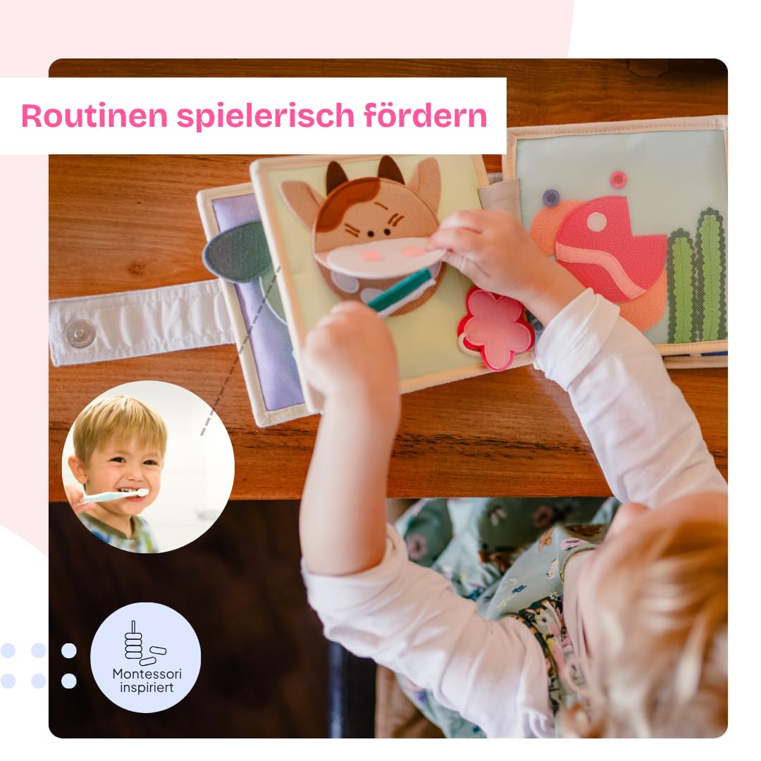 Jolly Designs – Mini Quiet Book Magischer Vogel – Montessori Spielzeug ab 18 Monaten – Motorik & Kreativität fördern – Busy Book aus Filz – Handgefertigtes Filzbuch – Perfekt für unterwegs & Reisen