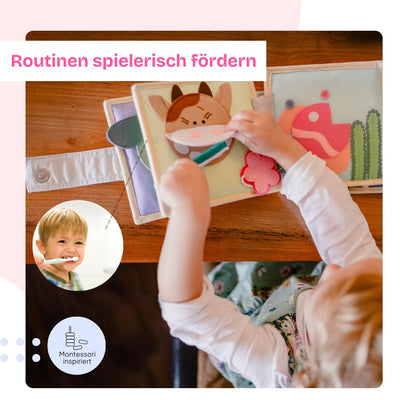 Jolly Designs – Mini Quiet Book Magischer Vogel – Montessori Spielzeug ab 18 Monaten – Motorik & Kreativität fördern – Busy Book aus Filz – Handgefertigtes Filzbuch – Perfekt für unterwegs & Reisen