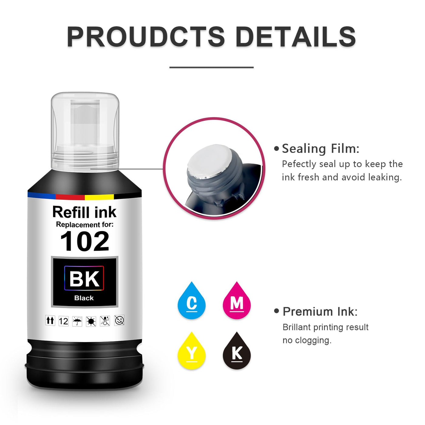 UniPlus Tinte 102 ET-2850 ET-4850 ET-3850 ET-2856 ET-2750 Druckerpatronen Kompatibel für Epson 102 Multipack Refill Kompatibel für Epson Ecotank ET-4856 ET-15000 ET-4700 ET-3750 ET-4750 ET-4500 2756