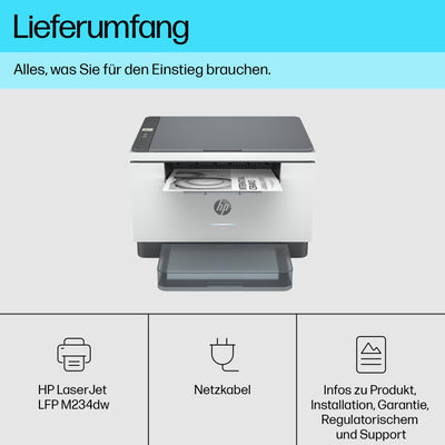 HP LaserJet MFP M234dw Multifunktionslaserdrucker, Schwarzweiß, 3-in-1 Drucker, Scanner, Kopierer, WLAN, LAN, Duplex, Airprint, 29 S/Min