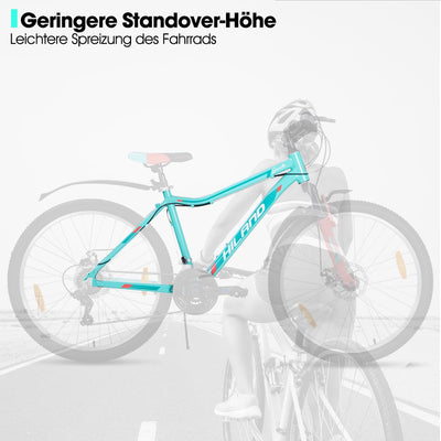 Hiland Damen Mountainbike 26 Zoll, Aluminium Rahmen 18 Gang MTB für Frauen, Damen und Mädchen Mountainbike mit Doppelscheibenbremse Federgabel, Mintgrün