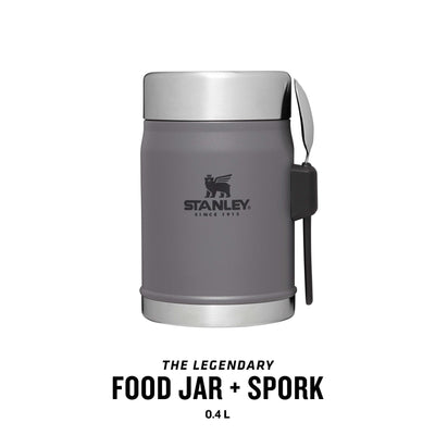 Stanley Classic Legendary Thermobehälter für Essen mit Göffel 400 ml - Hält 7 Stunden Heiß oder Kalt - Edelstahl Warmhaltebehälter Essen - BPA-Frei - Spülmaschinenfest - Charcoal