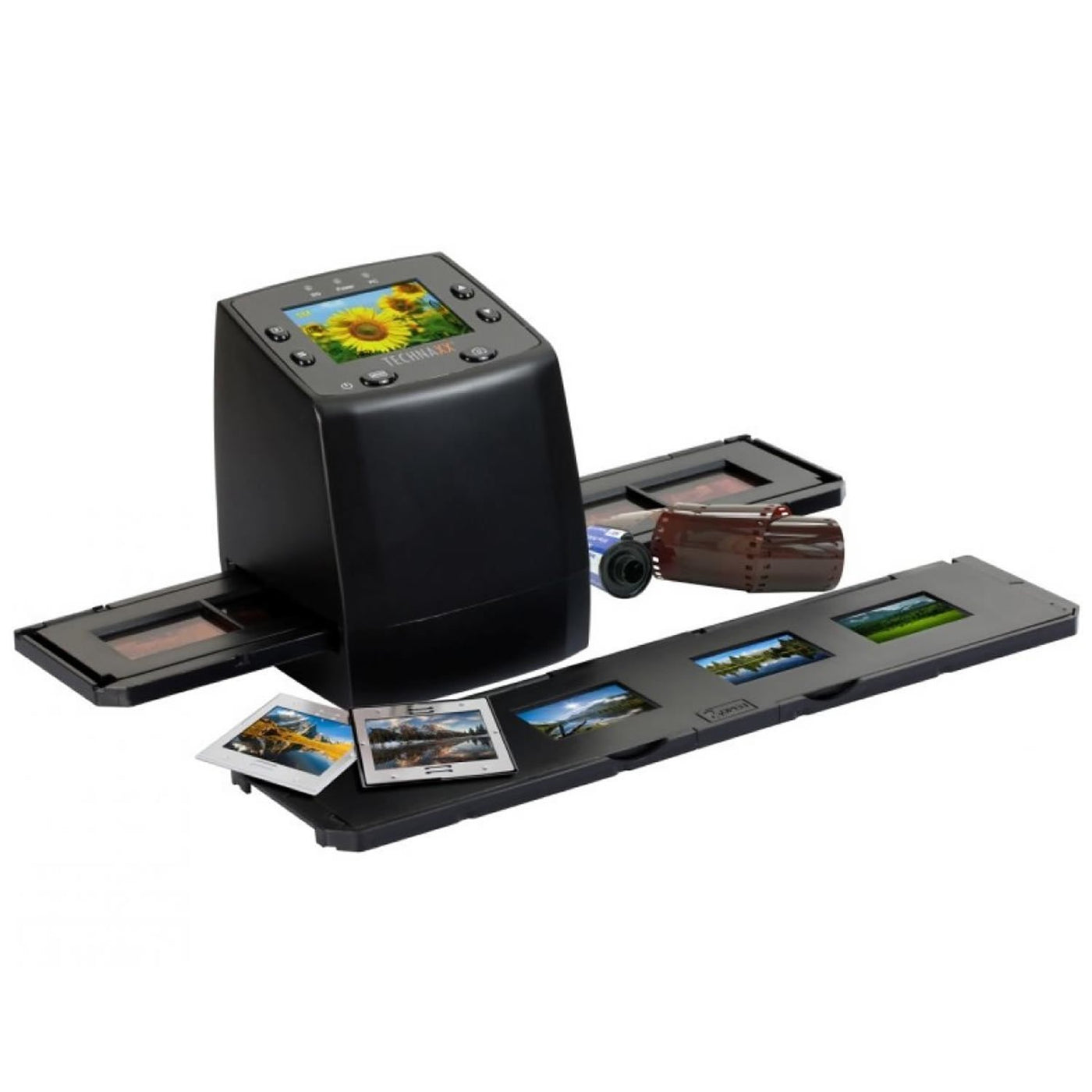 Technaxx DigiScan DS-02 Scanner für Negativfilme und Diafilme (SD-Kartenslot, 6,1 cm (2,4 Zoll) TFT-Display, USB 2.0) & Transcend Highspeed 32GB SDHC Speicherkarte Class 10, UHS-I U1 TS32GSDC300S-E