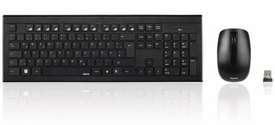 Tastatur und Maus Set (kabellos, 2,4 GHz Funktechnologie, 12 Mediatasten, Qwertz deutsches Tastenlayout, Nummernblock, Keyboard)