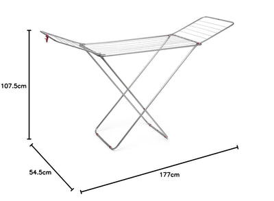 Rayen | Wäscheständer mit Flügeln | Trockenfläche | Flügelverriegelungssystem | Faltbarer, rutschfester Wäscheständer | Für den Innen- und Außenbereich | 19 Meter | Maße: 54.5 x 177 x 107.5 cm