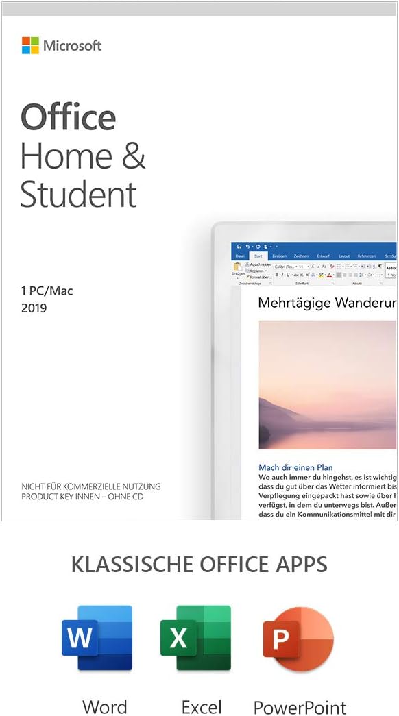 Microsoft Office 2019 Home & Student multilingual | 1 PC (Windows 10) / Mac, Dauerlizenz | Box