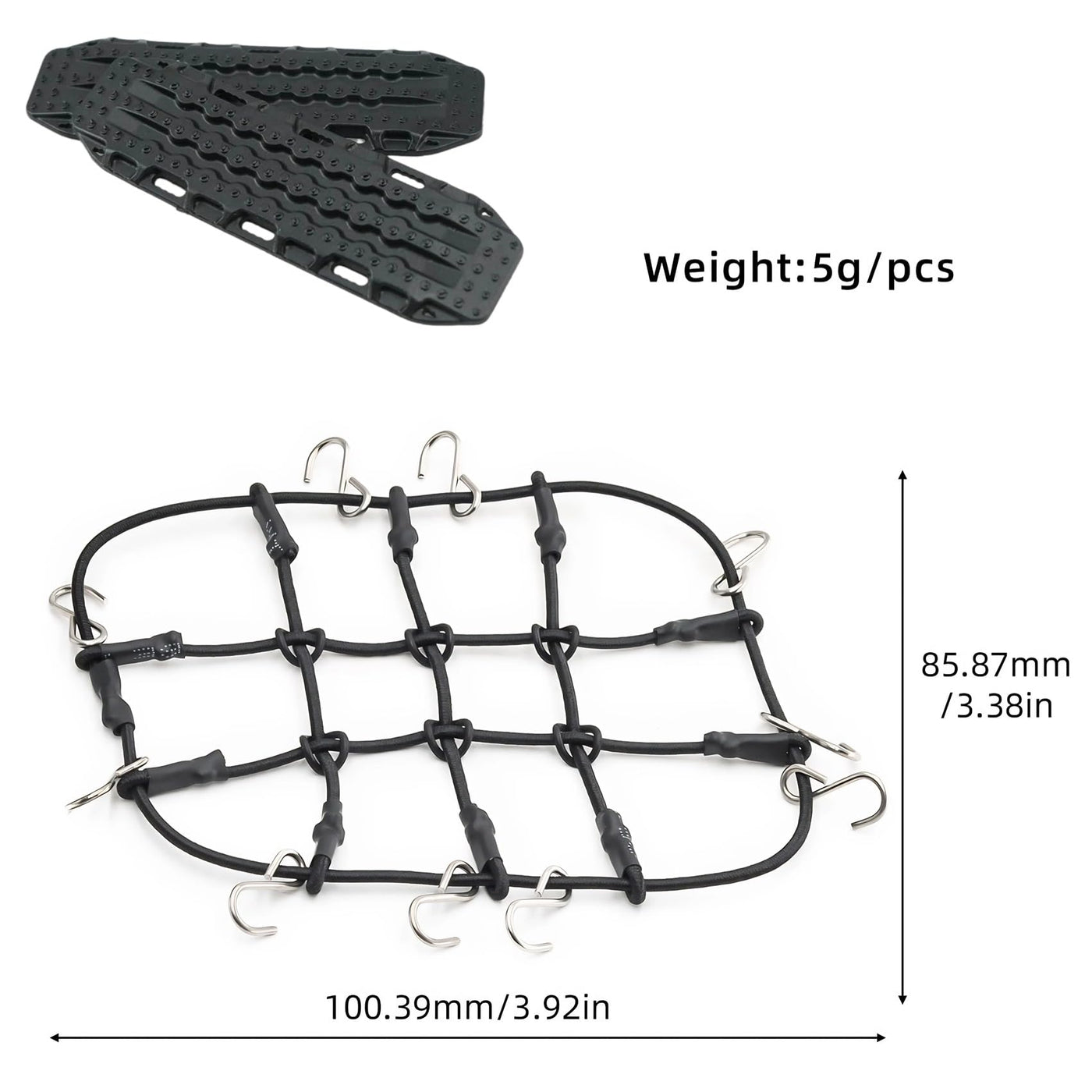 Ezweiji RC Crawler Car Dachdekoration 12-in-1 Tankaufbewahrungsbox, Gepäcknetz, Schaufel, Für Traxxas Desert Racer Slash Axial 1/18 TRX4M 1/24 SCX24 RC Crawler Car Truck Dachträger (Schwarz+Grün)