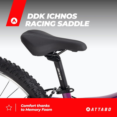 ATTABO Kinder-MTB JR Mountainbike mit Aluminiumrahmen 12" Violett Kinderfahrrad mit 24" Rädern mit Zubehör Ergonomischer Lenker V-Brake Verstellbarer Sattel 8-Gang-Kettenschaltung