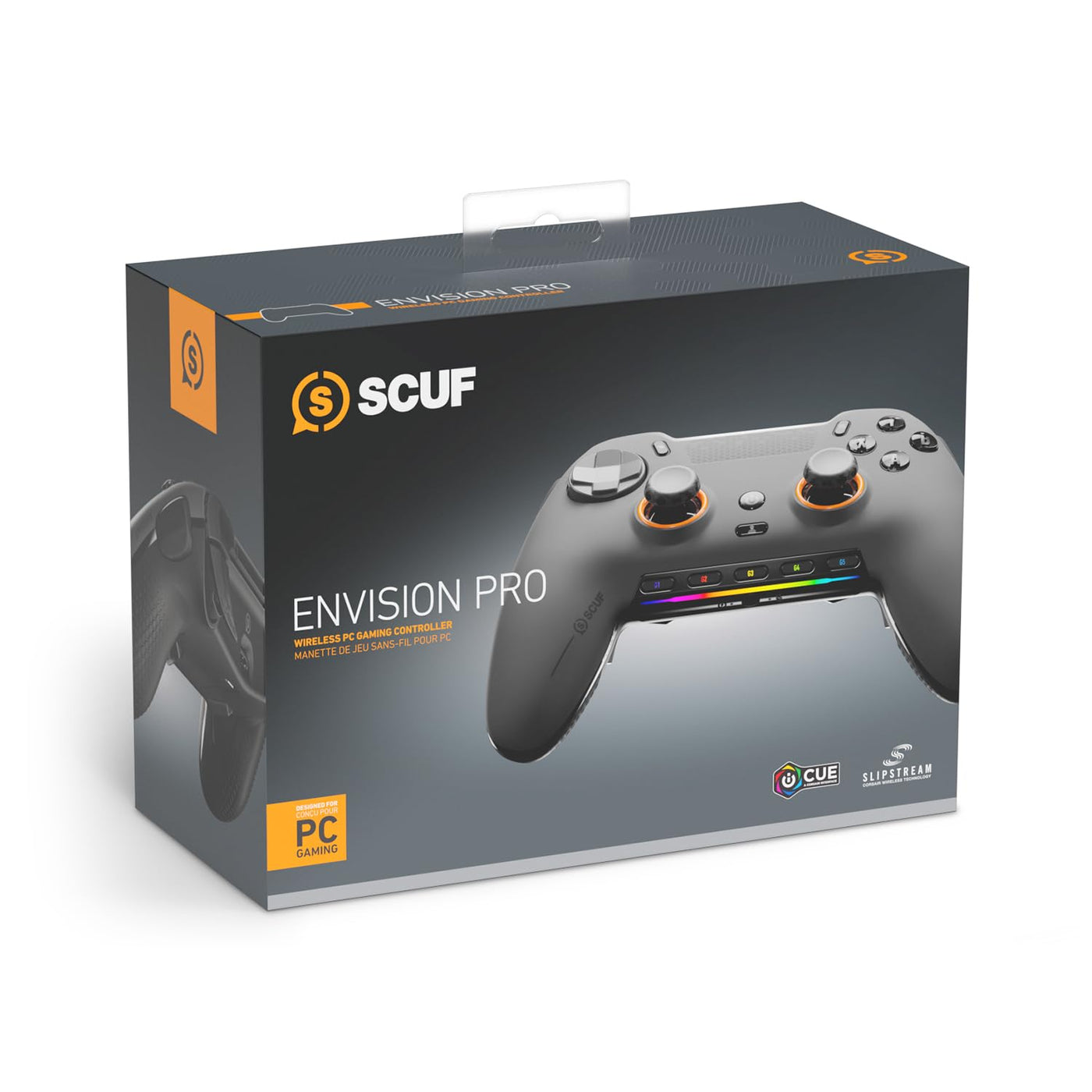 SCUF ENVISION PRO Wireless PC-Nur-Gaming-Controller - Fünf Abnehmbare G-Tasten - Abnehmbare Back-Paddles - Instant Triggers - iCUE-Kompatibel - Stahlgrau