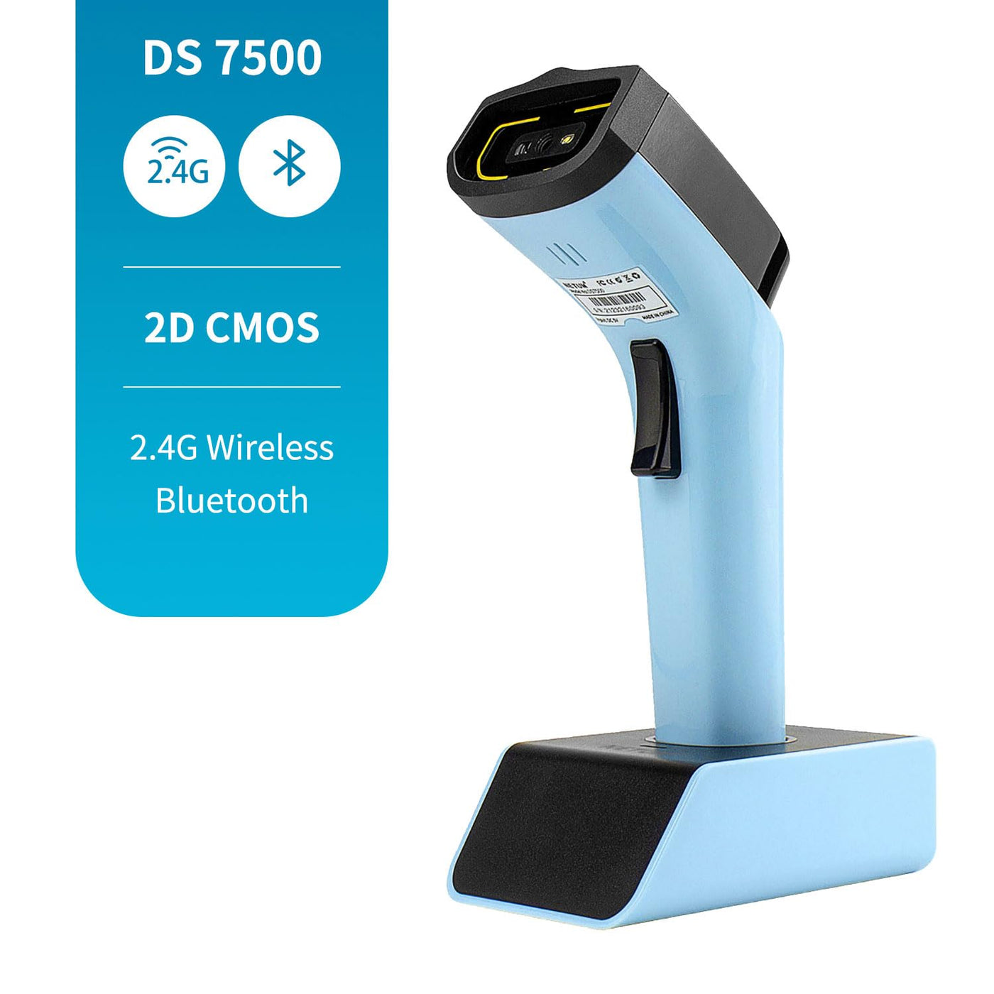 NETUM Bluetooth Wireless 2D Barcode Scanner Automatischer, freihändiger Barcodeleser mit Ladestation und integriertem Speicher, schnelles und präzises Scannen, Übertragungen bis zu 50 Meter - DS7500