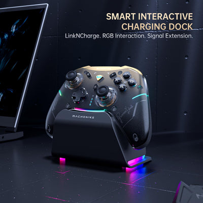 Machenike G5Pro V2 1000HZ PC Controller Wireless für NS/PC/iOS/Android mit Ladestation, Controller PC mit Hot-Swap-fähigem Joystick, optischen Triggern und Mikroschaltern