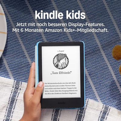 Amazon Kindle Kids (16 GB) – Falls das Gerät kaputtgeht, ersetzen wir es. Inklusive altersgerechter Bücher, Hülle, blendfreiem Bildschirm und schnellerem Umblättern – Ozeanentdecker-Design