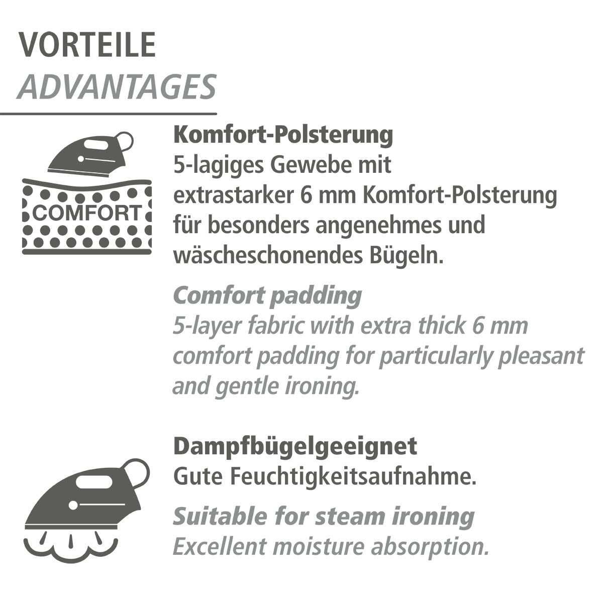 WENKO Bügeltischbezug Air Comfort mit Blitzbüglerzone XL/Universal