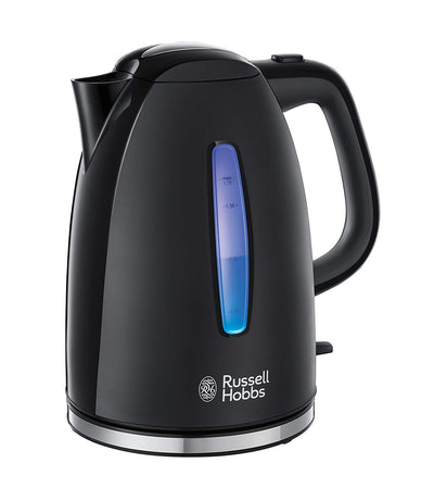 Russell Hobbs Wasserkocher [1,7l, 2400W, blaue LED-Beleuchtung] Textures+ (Schnellkochfunktion, herausnehmbarer Kalkfilter, beleuchtete Wasserstandsanzeige, autom. Deckelöffnung) Teekocher 22591-70