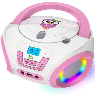 TinyGeeks Tunes Kids Boombox CD-Player für Kinder NEU + UKW-Radio + Inklusive Batterien + Rosa Radio - mit Lautsprechern Kinder und Kleinkinder - Rosa