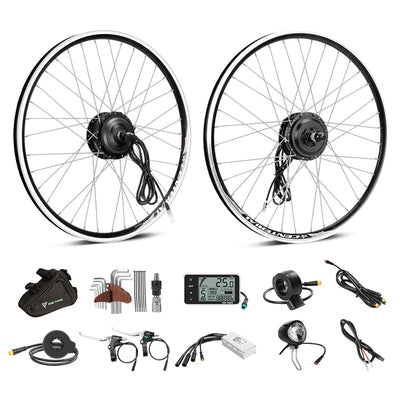 SHIMOST 26 Zoll E-Bike Umbausatz Conversion Kit 36V250W Frontmotor für Vorderrad mit Scheinwerfer, Controller, LCD, PAS Sensor, Daumengas
