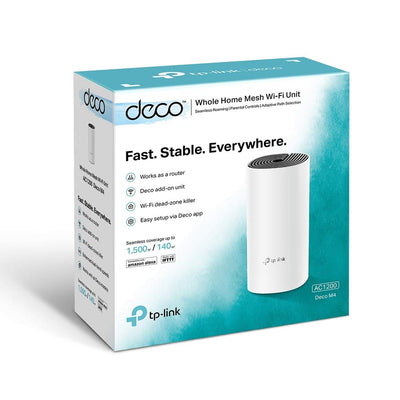 TP-Link Deco M4 Mesh WLAN Set (1er Pack), AC1200 Dual Band Router & Repeater, 2x Gigabit Ports, Zusatzeinheit, empfohlen für Häuser mit 1-2 Schlafzimmern, Umfassender Jugendschutz