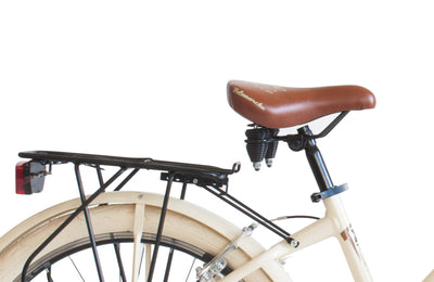Airbici Fahrrad Beachcruiser Damen 26" Beige | City-Bike | BeachCruiser Bike 26 Zoll 6-Gang, Aluminiumrahmen, Schutzbleche, LED-Licht und Gepäckträger