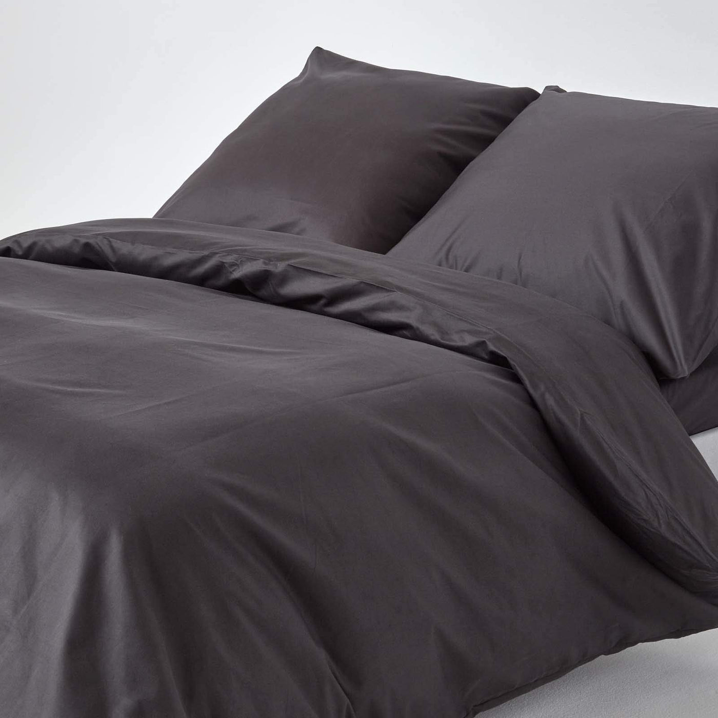Homescapes 2-teiliges Premium-Bettwäsche-Set anthrazit aus 100% ägyptischer Baumwolle,1 Bettbezug 155x220 cm & 1 Kissenbezug 80x80 cm