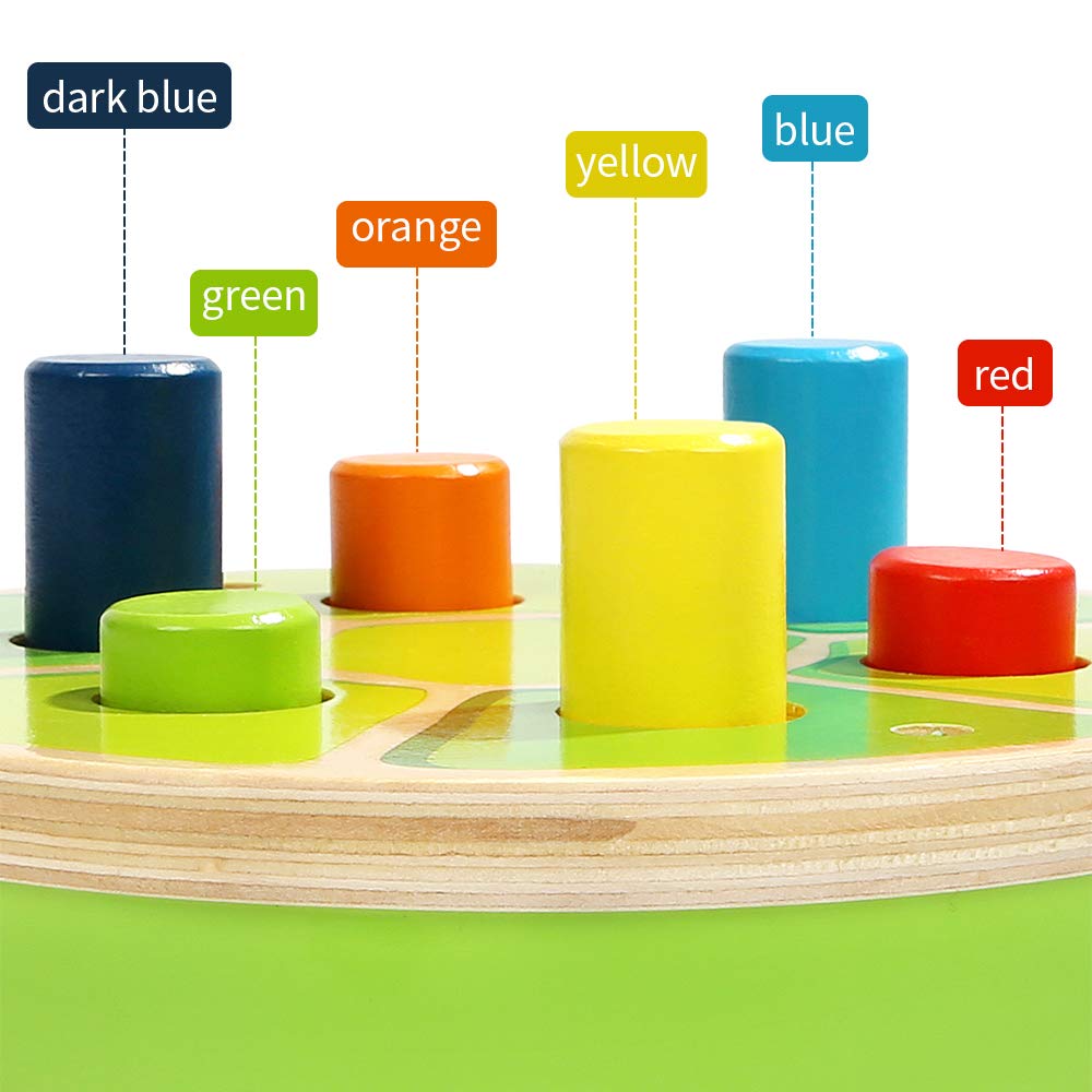 TOP BRIGHT Hammerspiel für Kinder ab 1 Jahre, Langlebiges Holzspielzeug mit Holzhammer, Holz Klopfspiel Geschenk ab 12 Monate Junge Mädchen, Klopfbank ab 1 2 3 Jahr