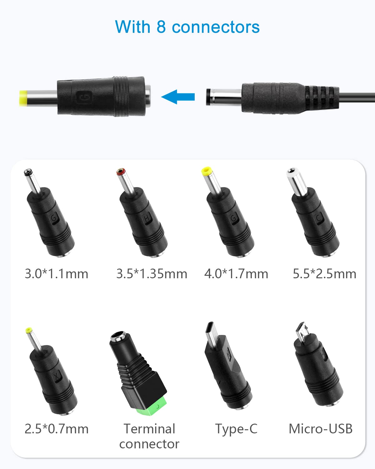 ALITOVE 5V 1A Netzteil DC 5 Volt 5W 1000mA max Steckernetzteil 800mA 650mA 500mA 100mA Adapter Transformator mit 8 Steckers für Raspberry Pi USB-HUB LED Streifen Min Fan MP3/MP4 E-Reader