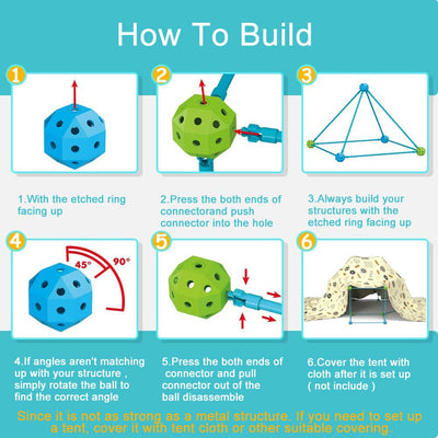 140pcs DIY Kinder Konstruktionsspielzeug,Outdoor Spielzeug - Kreativ Set für Kinder, Konstruktionsspiel, DIY-Bauspielzeug,Play Tent,Spielzelt, Indoor Spielhaus Höhle Kinder Spielzeug Mädchen Jungen