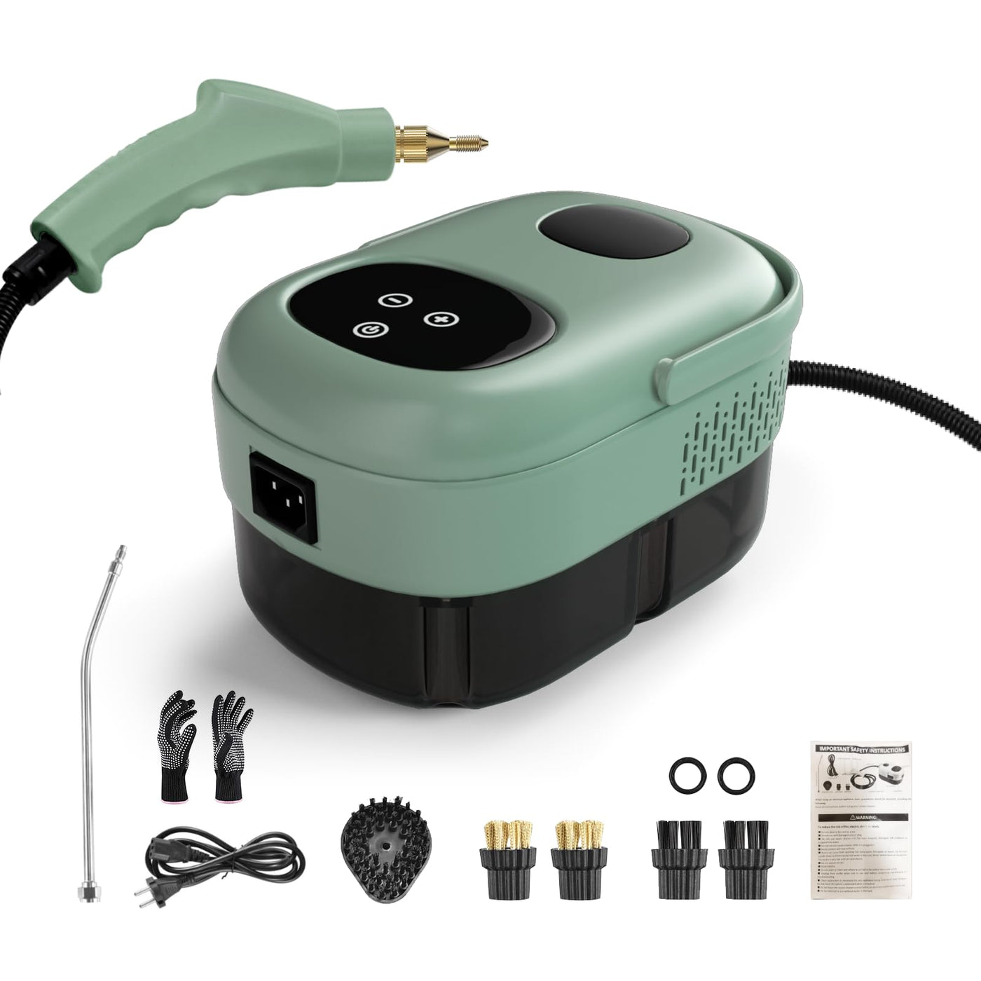 2500W Dampfreiniger Handgerät, Hochtemperatur-Druck Dampfreinigungsmaschine,Steam Cleaner for Home, Handdampfreiniger mit Bürstenköpfen, Tragbarer Dampfreiniger für Küchenmöbel Badezimmer Auto (grün)