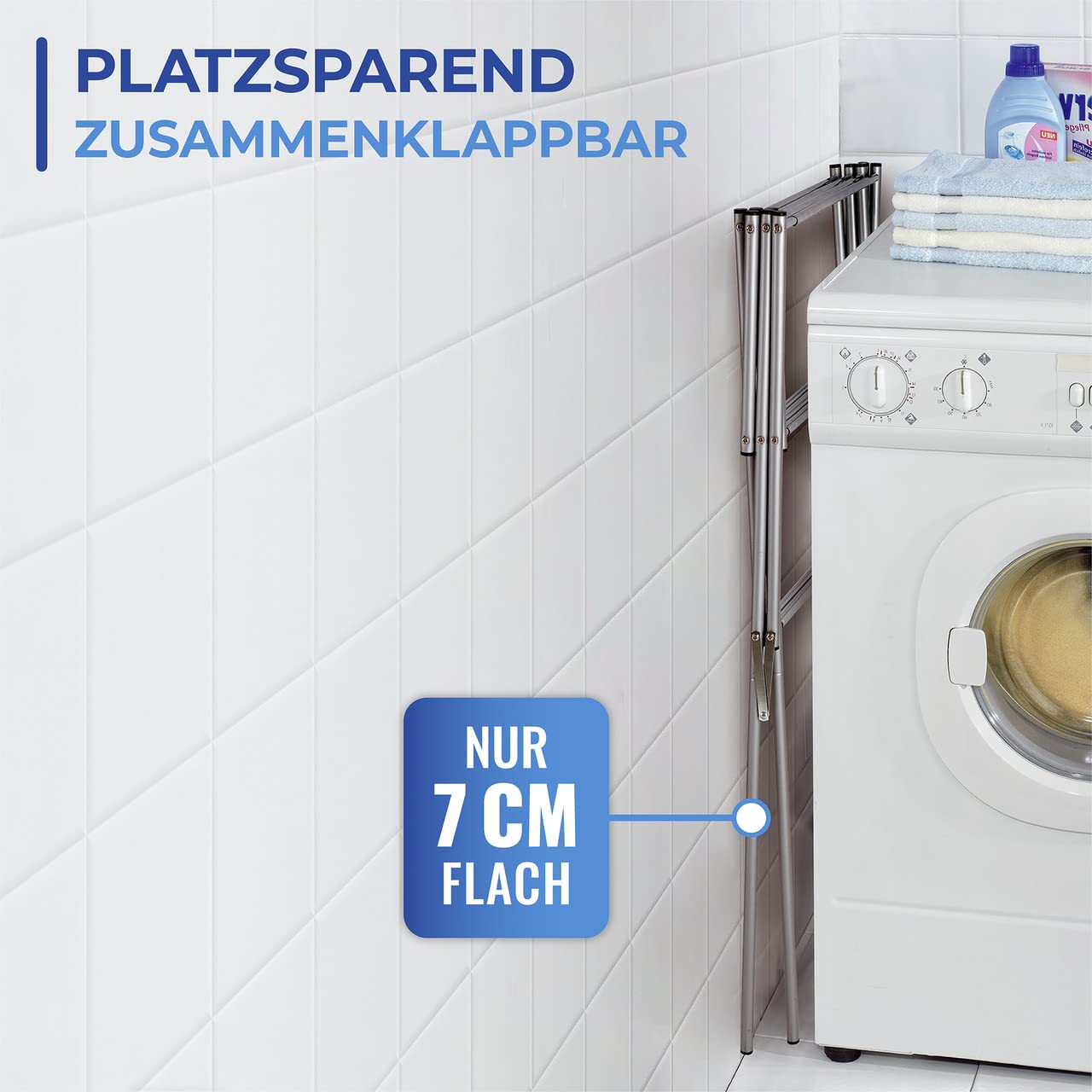 Maximex Teleskop-Wäschetrockner Edelstahl, rostfrei, von 54 bis 92cm ausziehbar, die Gesamttrockenlänge beträgt 7,78 m, standfeste Ausführung, aus rostfreiem Edelstahl