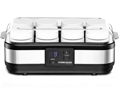 ROMMELSBACHER Joghurtbereiter JG 40 - für bis zu 1200 g Joghurt, LCD Display, 18 Stunden Zeitschaltuhr, automatische Abschaltung, elektronische Temperaturregelung, 8 Portionsgläser à 150 ml, 40 Watt