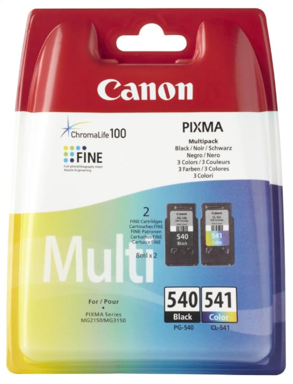 Original Canon PG-540 CL-541 – Set mit 2 Tintenpatronen für Pixma MG2250, MG3150, MG3250, MG3510, MG3550, MG4250, MX395, MX455, MX475, MX525 MX535 (Farbe und Schwarz)