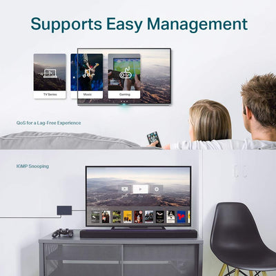 TP-Link TL-SG608E 8-Ports Gigabit Easy Smart Managed Netzwerk Switch(Plug-and-Play,Metallgehäuse, QoS, IGMP-Snooping,VLAN, zentrales Management, energieeffizient)