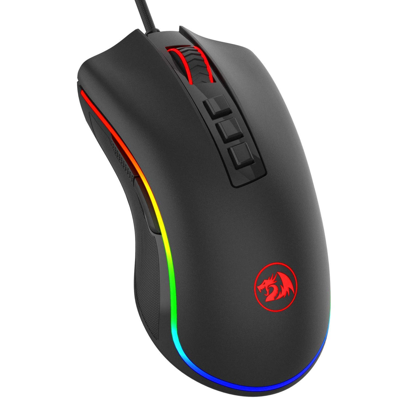 Redragon M711 Cobra Gaming Maus mit 16,8 Millionen RGB-Farben und Hintergrundbeleuchtung, 10.000 DPI Einstellbar, Komfortabler Griff, 7 Programmierbare Tasten, Schwarz