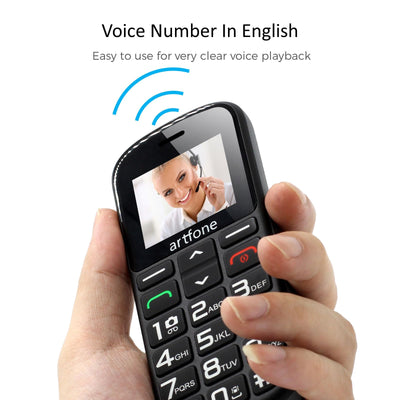 artfone CS182 Seniorenhandy ohne Vertrag丨Mobiltelefon mit großen Tasten丨GSM Dual SIM Rentner Handy丨Ladestation丨SOS Notruftaste丨1,8 Zoll Farbdisplay丨FM丨Lange Standby-Zeit丨Großtastenhandy - Schwarz