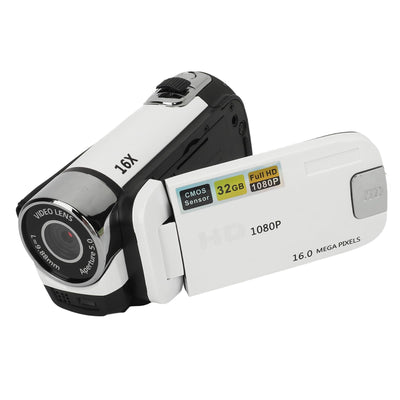 ASHATA D90 Videokamera Camcorder, 1080P 16 MP Digitalkamera Recorder, 2,4 Zoll Drehbarer Bildschirm, 16 facher Digitalzoom Camcorder Kamera mit Fülllicht (White)