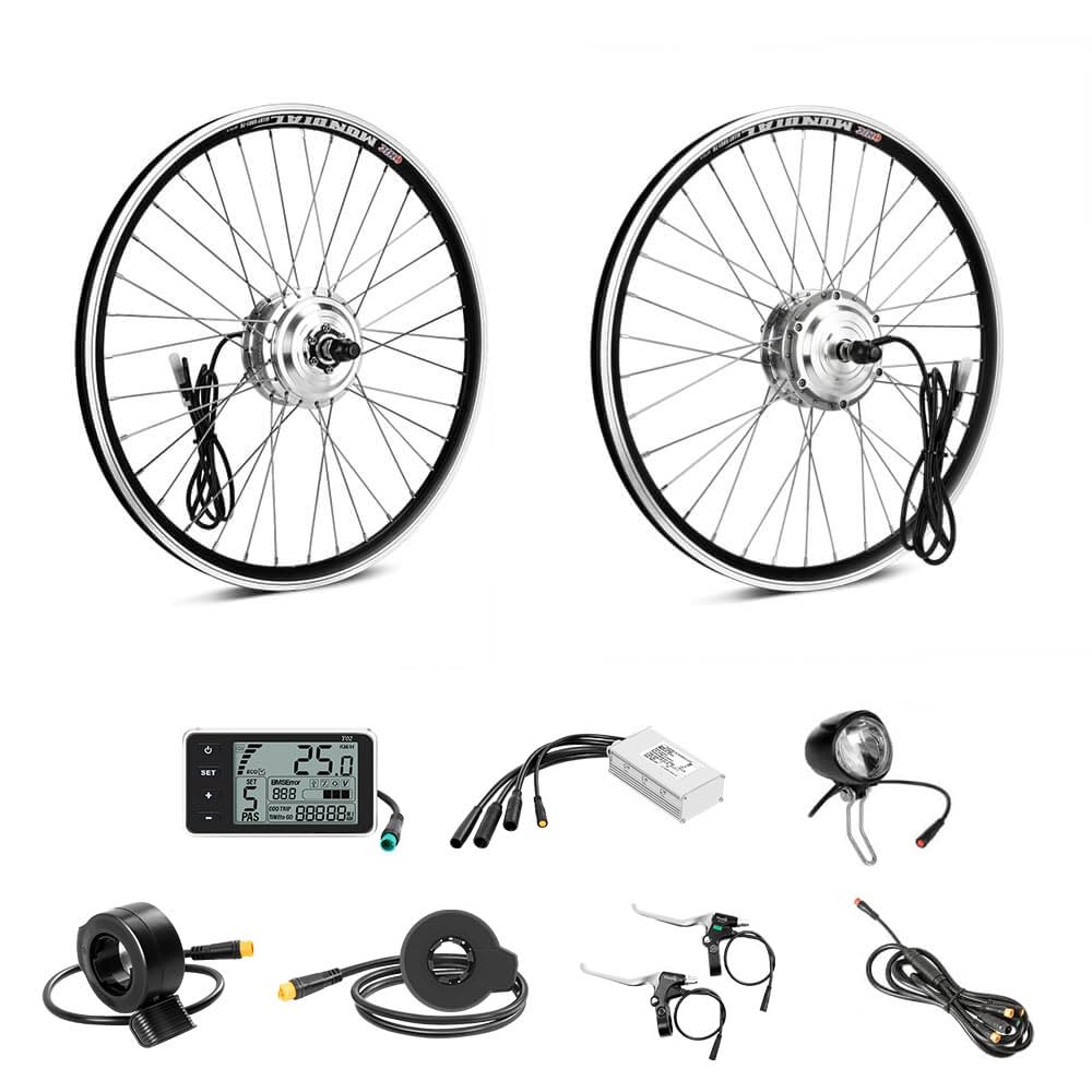 SEASON 20/24 / 26/28 / 700C Zoll Ebike Umbausatz 36V 250W Brushless Getriebe Vorderrad Nabenmotor, Elektrofahrrad Conversion Kit | LCD Display, Sensor (24'' 250W / 25km/h)
