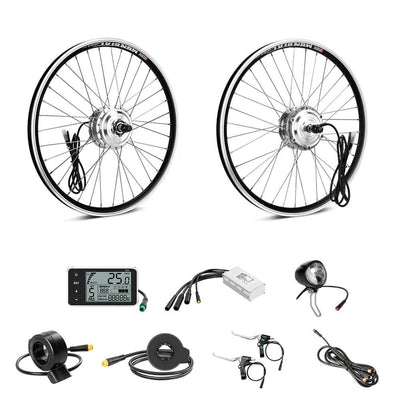 SEASON 20/24 / 26/28 / 700C Zoll Ebike Umbausatz 36V 250W Brushless Getriebe Vorderrad Nabenmotor, Elektrofahrrad Conversion Kit | LCD Display, Sensor (24'' 250W / 25km/h)